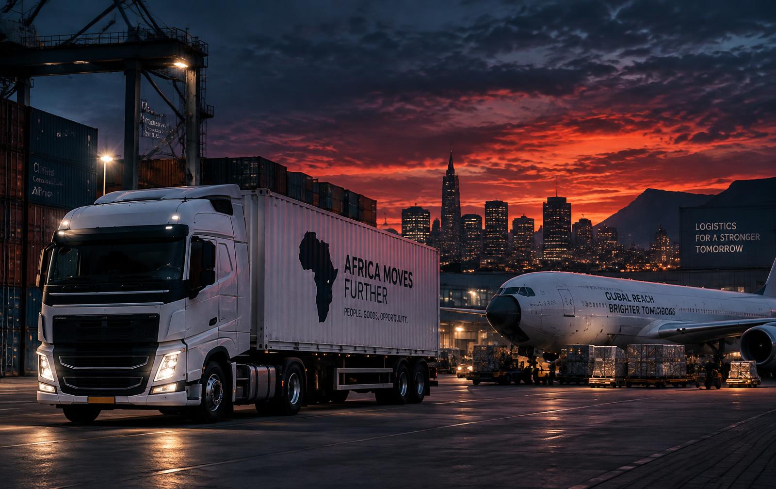 U&G LOGISTIX delivery truck and cargo plane at a Nigerian logistics hub